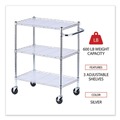Cleaning Carts | Alera ALESW333018SR 34.5 in. x 18 in. x 40 in. 600 lbs. Capacity 3-Shelf Wire Cart with Liners - Silver image number 2