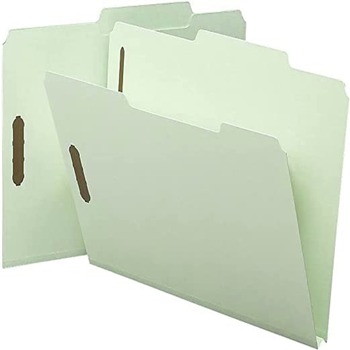Smead 14980 Recycled Pressboard Folders with 2/5-Cut Tab - Letter, Gray-Green (25/Box)