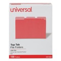 File Folders | Universal UNV10503 1/3-Cut Tabs Deluxe Colored Top Tab File Folders - Letter Size, Red/Light Red (100/Box) image number 0