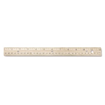 Westcott 10702 12 in. Long 3-Hole Punched Wood Ruler English and Metric With Metal Edge