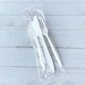Cutlery | Boardwalk BWK3KITWHPS 3-Piece Mediumweight Fork/Knife/Teaspoon Cutlery Kit - White (250/Carton) image number 3