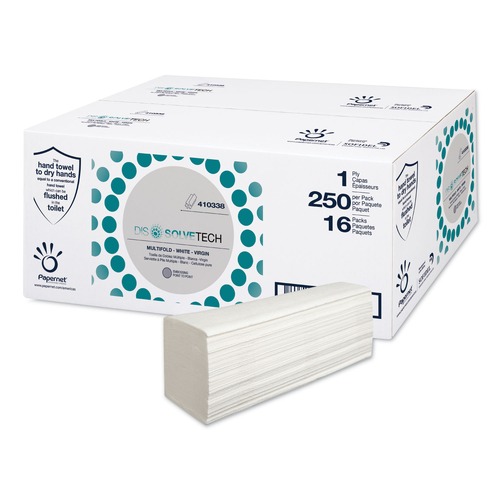 Paper Towels and Napkins | Papernet SOD410338 1-Ply 9.49 x 8.11 DissolveTech Paper Towel - White (4000/Carton) image number 0