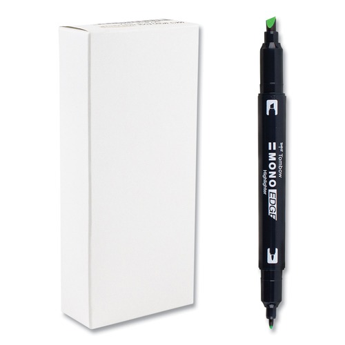 Back to School Sale | Tombow Mono 56415 Chisel/Bullet Tip Edge Highlighters - Yellow Green Barrel/Yellow Green Ink (10/Box) image number 0