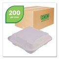  | Eco-Products EP-HC91 9 in. x 9 in. x 3 in. Sugarcane Bagasse Hinged Clamshell Containers - White (200/Carton) image number 2