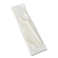 Cutlery | Boardwalk BWKSCHOOLKITPP 5.31 in. Mediumweight Plastic School Cutlery Napkin/Spork/Straw Kit - White (1000/Carton) image number 3