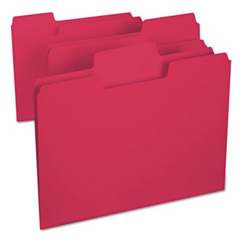 Smead 11983 1/3-Cut Tabs Assorted Letter Size 0.75 in. Expansion SuperTab Colored File Folders - Red (100/Box)