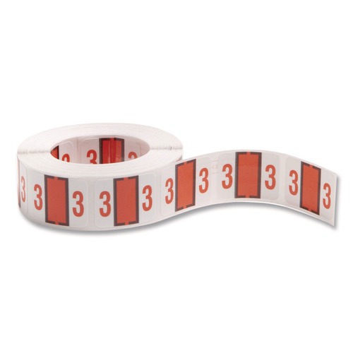 Back to School Sale | Smead 67373 1 in. x 1.25 in. 3 Numerical End Tab File Folder Labels - White (1-Roll) image number 0