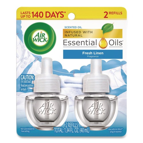 Odor Control | Air Wick 62338-82291 0.67 oz Scented Oil Refill - Fresh Linen (2/Pack) image number 0