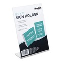 Office Presentation Supplies | NuDell 35485Z Horizontal/Vertical Orientation Side-Load Plastic Slanted L-Shaped Countertop Sign Holder - Clear image number 1