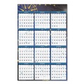 Bulletin Boards | House of Doolittle 3971 24 in. x 37 in. 12-Month (Jan-Dec 2026) Recycled Stargazer Laminated Wall Planner - White/Blue/Gold Sheets image number 1