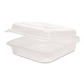 Food Trays, Containers, and Lids | Karat FP-HC99PP-1C Polypropylene Plastic Hinged Container 9.35 x 9.22 x 3.17 Clear Plastic 50/Pack 4 Packs/Carton image number 1
