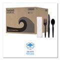 Cutlery | Boardwalk BWKFKTNMWPSBLA 4-Piece Fork/Knife/Napkin/Teaspoon Cutlery Kit - Black (250/Carton) image number 4