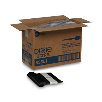 Dixie SSS51 SmartStock Series-O 6 in. Mediumweight Plastic Cutlery Spoons Refill - Black (40/Pack, 24 Packs/Carton)