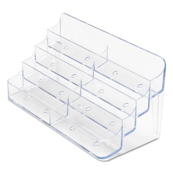 DESKTOP ORGANIZERS | Deflecto 70801 7.78 in. x 3.5 in. x 3.38 in. Plastic 8-Pocket Business Card Holder - Clear