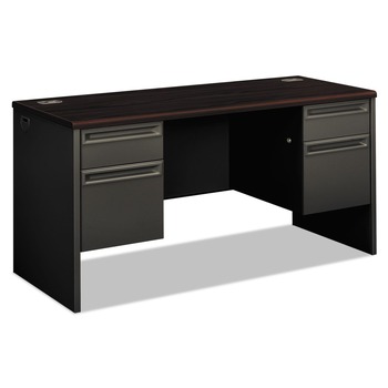 HON H38852.N.S 38000 Series 60 in. x 24 in. x 29.5 in. Kneespace Credenza - Mahogany/Charcoal