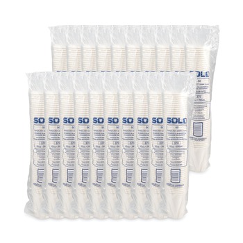 SOLO 370W-2050 10 oz. Single-Sided Poly Paper Hot Cups - White (1000/Carton)