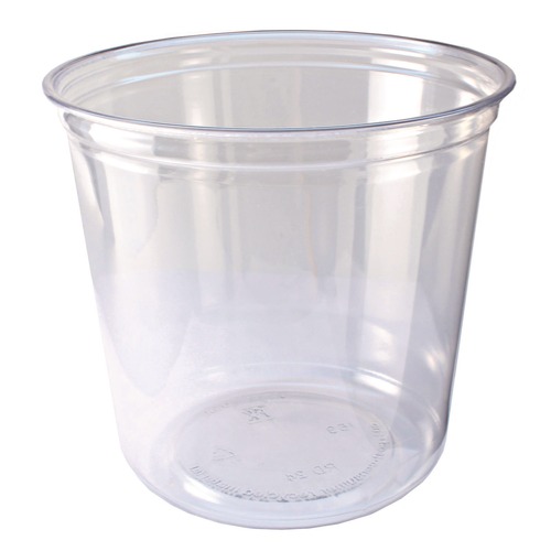 Food Trays, Containers, and Lids | Fabri-Kal 000000000009501036 24 oz 4.6 in. Diameter x 3.6 in. Height Plastic Recycleware Round Deli Container - Clear (500/Carton) image number 0