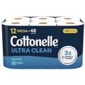 Toilet Paper | Cottonelle 55480 Ultra CleanCare 1-Ply Septic Safe Strong Bath Tissue Toilet Paper - White (4/Carton) image number 1
