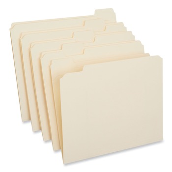 Universal UNV16115 2-Ply 1/5-Cut Assorted Top Tab File Folders - Letter Size, Manila (100/Box)