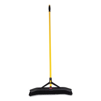 BROOMS | Rubbermaid Commercial 2186280 Maximizer 24 in. Polypropylene Bristles Push-to-Center Broom - Yellow/Black
