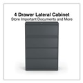Office Filing Cabinets & Shelves | Alera 25495 36 in. x 18.63 in. x 52.5 in. 4-Drawer Lateral File - Charcoal image number 2