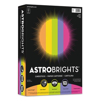  | Astrobrights 21004-01 8.5 in. x 11 in. 65 lbs. Cover Weight Happy Assortment Color Cardstock - Assorted (250/Pack)