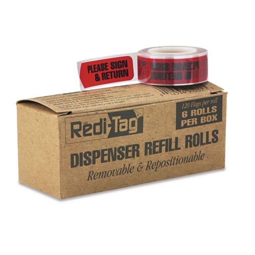 Page Flags | Redi-Tag B91037 Please Sign and Date Arrow Message Page Flags Refills - Red (6/Box) image number 0