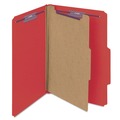 File Folders | Smead 18731 1 Divider Four SafeSHIELD Fasteners Legal Size Four-Section Pressboard Top Tab Classification Folders - Bright Red (10/Box) image number 0