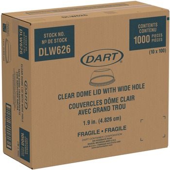 PRODUCTS | Dart DLW626 Open-Top Dome Lid for 16 oz. to 24 oz. Plastic Cups - Clear (1000/Carton)