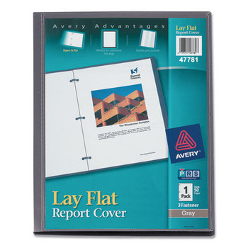 REPORT COVERS AND POCKET FOLDERS | Avery 47781 0.5 in. Capacity 8.5 in. x 11 in. Flexible Fastener Lay Flat View Report Cover - Clear/Gray