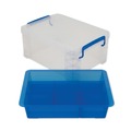 Boxes & Bins | Advantus 37371 Super Stacker Divided Storage Box with 6 Sections - Clear/Blue image number 1