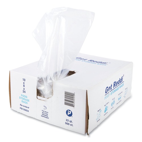 Food Service | Inteplast Group PB100824 22-Quart 1 mil. 10 in. x 24 in. Food Bags - Clear (500/Carton) image number 0