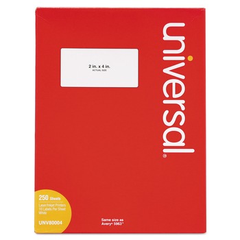LABELS AND LABEL MAKERS | Universal UNV80004 2 in. x 4 in. Inkjet/Laser Labels - White (2500/Box)