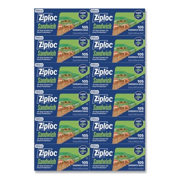 Ziploc 383211 6.5 in. x 5.88 in. Resealable Sandwich Bags - Clear (1080/Carton)