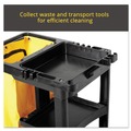 Just Launched | Rubbermaid Commercial FG617388BLA 20 in. x 45 in. x 38.25 in. 4 Shelves 1 Bin Plastic Multi-Shelf Cleaning Cart - Black image number 5