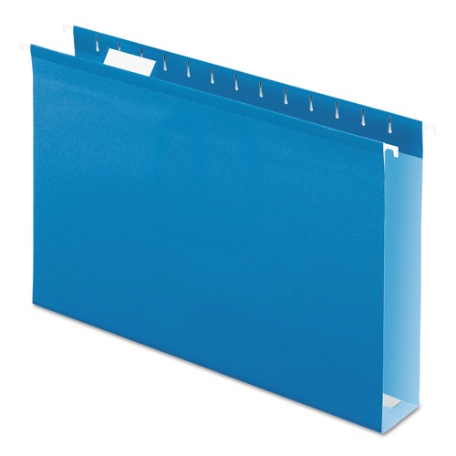 File Folders | Pendaflex 04153X2 BLU 1/5-Cut Tabs 2 in. Capacity Legal Size Extra Capacity Reinforced Hanging File Folders with Box Bottom - Blue (25/Box) image number 0