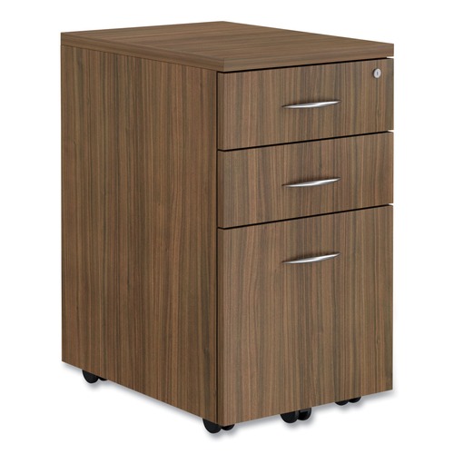 Office Carts & Stands | Alera VA572816WA 15.88 in. x 20.5 in. x 28.38 in. Valencia Series 3-Drawer Mobile File Pedestal - Walnut image number 0