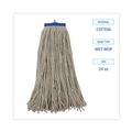 Mops | Boardwalk BWKCM22024 24 oz. Lie-Flat Head Cotton Fiber Mop Heads - White (12/Carton) image number 4