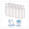 Trash Bags | Boardwalk Z4831LN GR1 16 Gallon 7 mic 24 in. x 31 in. Perforated Roll High Density Can Liners - Natural (50 Bags/Roll, 20 Rolls/Carton) image number 3