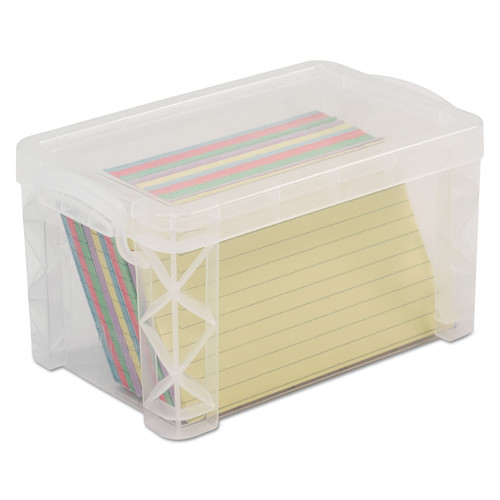 Back to School Sale | Advantus 40307 Holds (400) 3 in. x 5 in. Cards 6.25 in. x 3.88 in. x 3.5 in. Plastic Super Stacker Storage Boxes - Clear image number 0