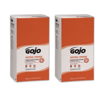 JUST LAUNCHED | GOJO Industries 7556-02 5000 mL NATURAL ORANGE Pumice Hand Cleaner Refill - Citrus Scent (2/Carton)