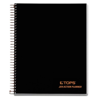 TOPS 63827 (84) 8.5 in. x 6.75 in. Sheets 1-Subject Narrow Rule JEN Action Planner - Black Cover