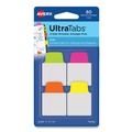 Dividers & Tabs | Avery 74762 1 in. x 1.5 in. 1/5-Cut Ultra Tabs Repositionable Tabs - Assorted Neon Colors (80/Pack) image number 0