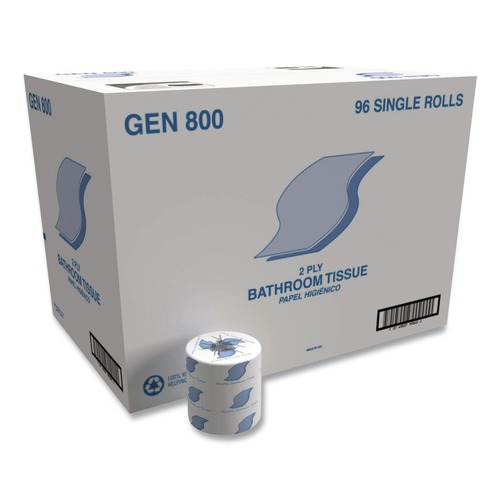  | GEN GN800 2-Ply Septic Safe Bath Tissue - White (96 Rolls/Carton) image number 0