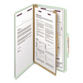 File Folders | Smead 18776 Four SafeSHIELD Fasteners 2/5-Cut Tabs 1 Divider Legal Size Pressboard Classification Folders - Gray-Green (10/Box) image number 2