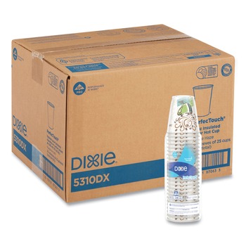 Dixie 5310DX PerfecTouch 10 oz.Paper Hot Cups - Coffee Haze Design (25/Sleeve, 20 Sleeves/Carton)