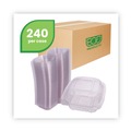 Food Trays, Containers, and Lids | Eco-Products EP-LC6 6 in. x 6 in. x 3 in. Renewable and Compostable Plastic Clamshell Hinged Food Containers - Clear (240/Carton) image number 1
