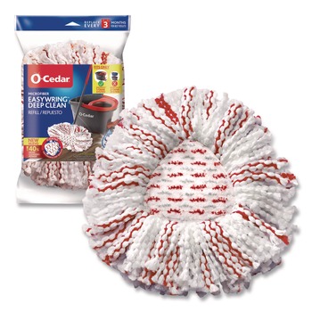 O-Cedar 170500CT EZWring Patented Microfiber Deep Clean Refill - Red/White (4/Carton)