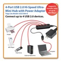 Electronic Adapters & Chargers | Tripp Lite U222-004-R 4 Ports USB 2.0 Ultra-Mini Compact Hub with Power Adapter - Black image number 1