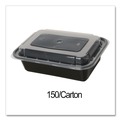 Food Trays, Containers, and Lids | GEN FCPP-BC-16RECT 7.48 in. x 5.03 in. x 2.04 in. 16 oz. Plastic Microwavable Food Container with Lid - Rectangular Black/Clear (150/Carton) image number 4